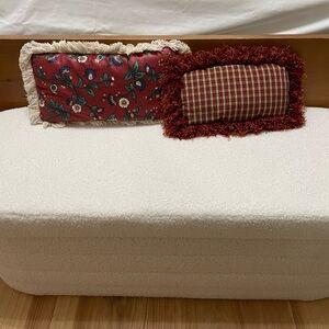 Custom silk Floral and Plaid Decorative Pillows with fringe